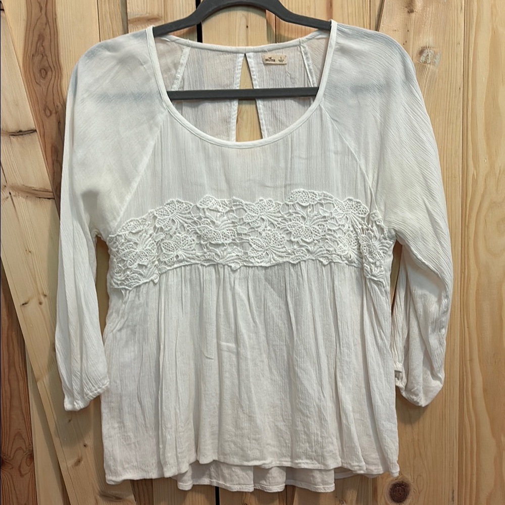 Women's White Lace Detail Top